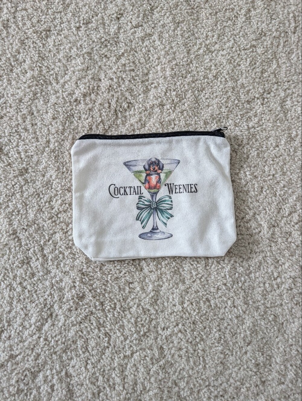 Cocktail Weenies White Zipper Pouch